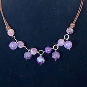 Amethyst Necklace Jewelry Natural Stone 17”